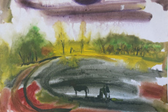 Пейзаж с конче, акварел, 38/44 см