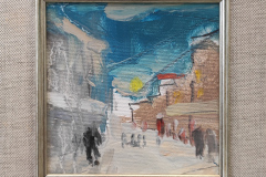 Градът ,маслени бои/платно , 12/12 см