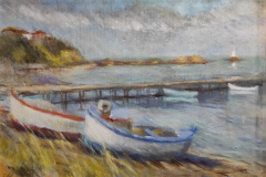 Кей с лодки , маслени бои/платно , 35/50 см