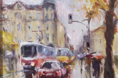 София -ул.Ботев и ул.Пиротска , маслени бои/платно , 30/25 см