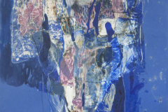 Синьо , смесена техника/хартия , 70/50 см