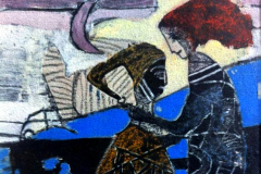 Среща, смесена техника/хартия , 10,5/14 см